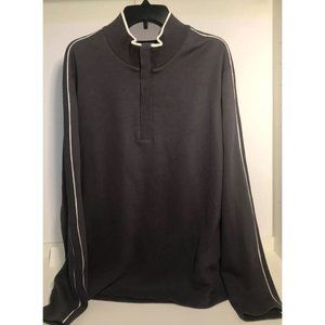 Hathaway Men’s Sweater Gray & White  1/4 Snap Up Pullover  Men’s XL